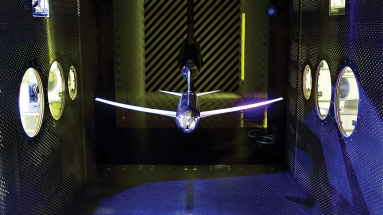 NASA Common Research Model is installed in the Japan Aerospace Exploration Agency’s 2-meter by 2-meter transonic wind tunnel
