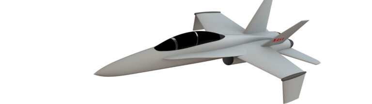 3d model of a gray jet fighter with twin tail fins and multiple air intakes, displayed against a plain white background.