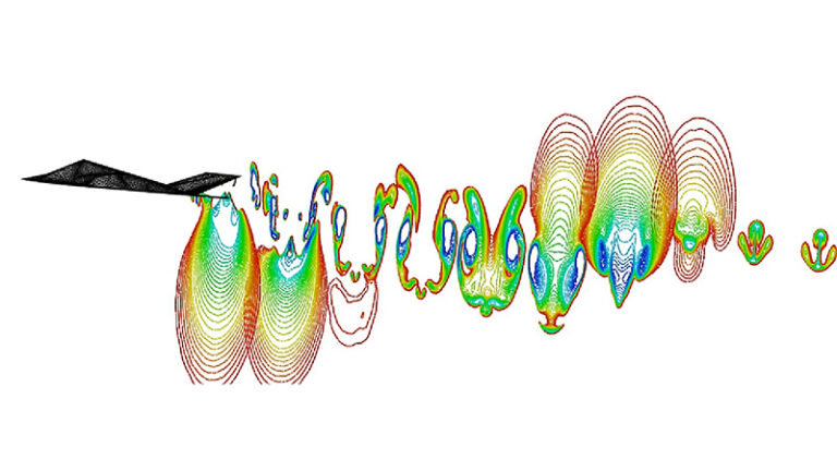 A paper plane generating colorful, swirling patterns that resemble sound waves in motion.