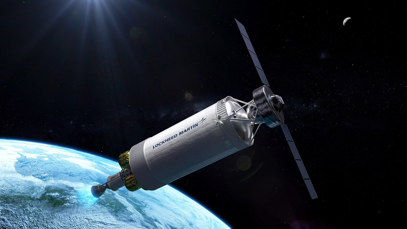 Illustration of the DRACO nuclear spacecraft in orbit