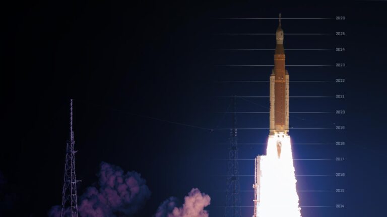 Illustration of SLS rocket launch