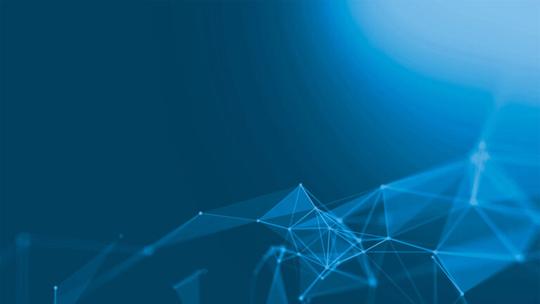 Abstract image of interconnected lines and nodes on a gradient blue background, resembling a digital network.